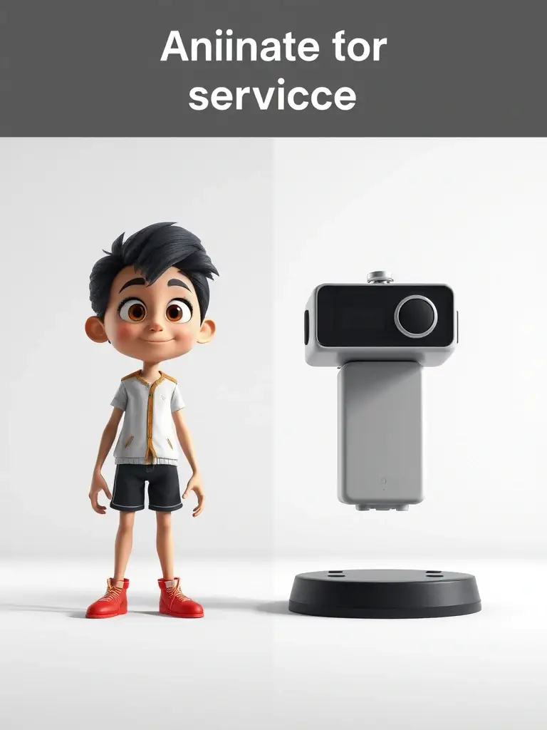 A split-screen image showing a 2D animated character on one side and a 3D rendered product model on the other, highlighting the versatility of 2D and 3D animation styles offered by Intelliboost Marketing.